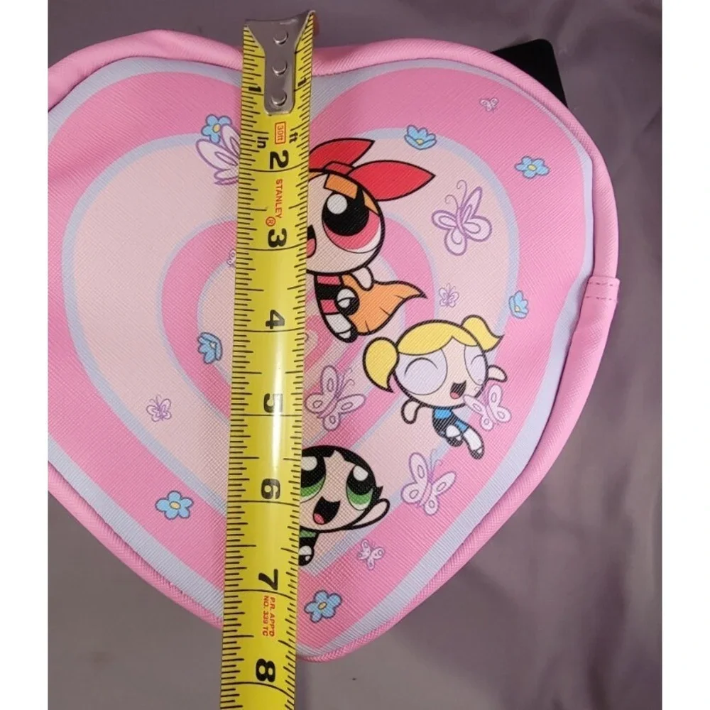 Powerpuff Girls Heart Shape Zipper‎ Bag Blossom Bubbles Buttercup Lunch Makeup
